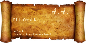 Ali Anett névjegykártya